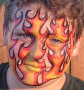 JoAnna Esposito Festival Face Painter in Tampa St Petersburg Florida CT USA flames