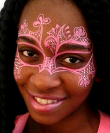 JoAnna Esposito Mardi Gras Mask face painting Tampa FL Face Painter 